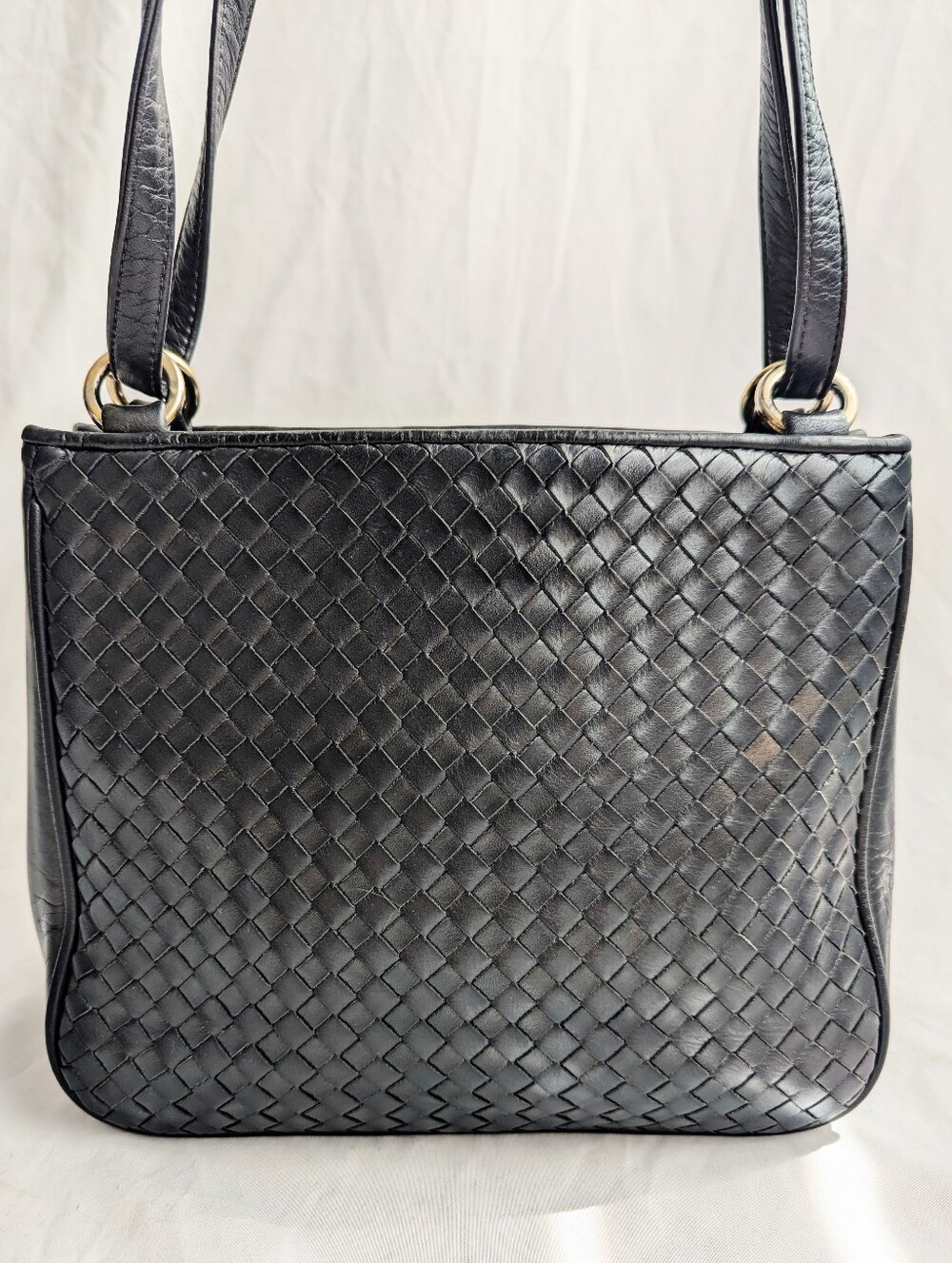 Talbots Woven Leather Crossbody Bag Navy Intrecciato Style